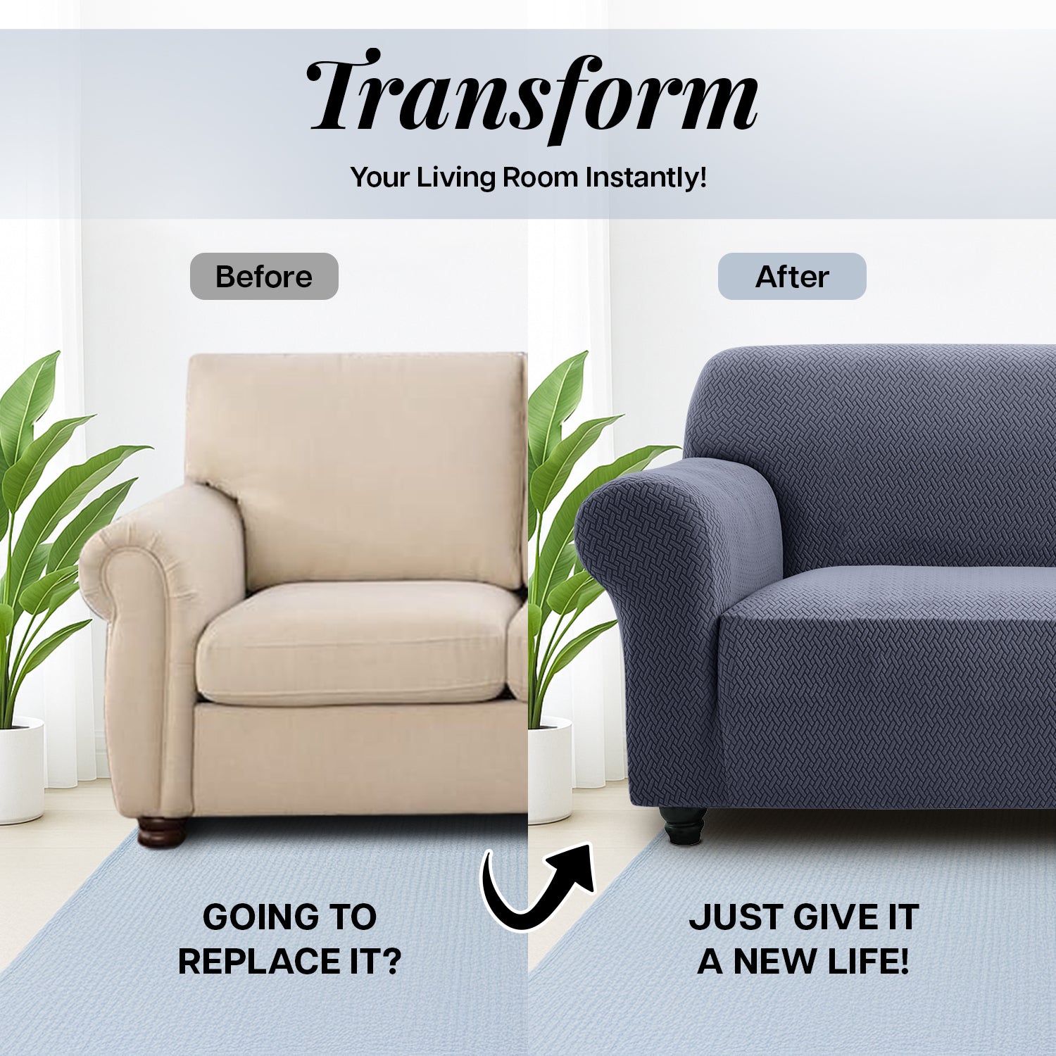 1PC Stretch Sofa Cover – Spandex Non-Slip Couch Slipcover, Washable & Pet-Friendly