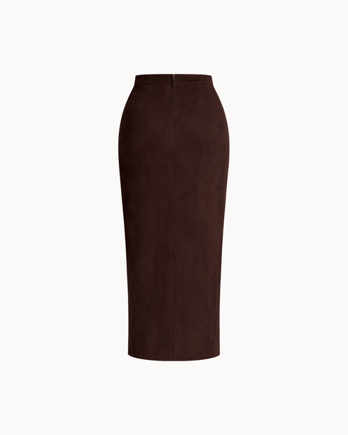 Suede Midi Skirt - Deep Espresso