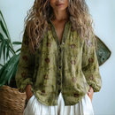 Toinette™ - Vintage Blouse With Leaf Print