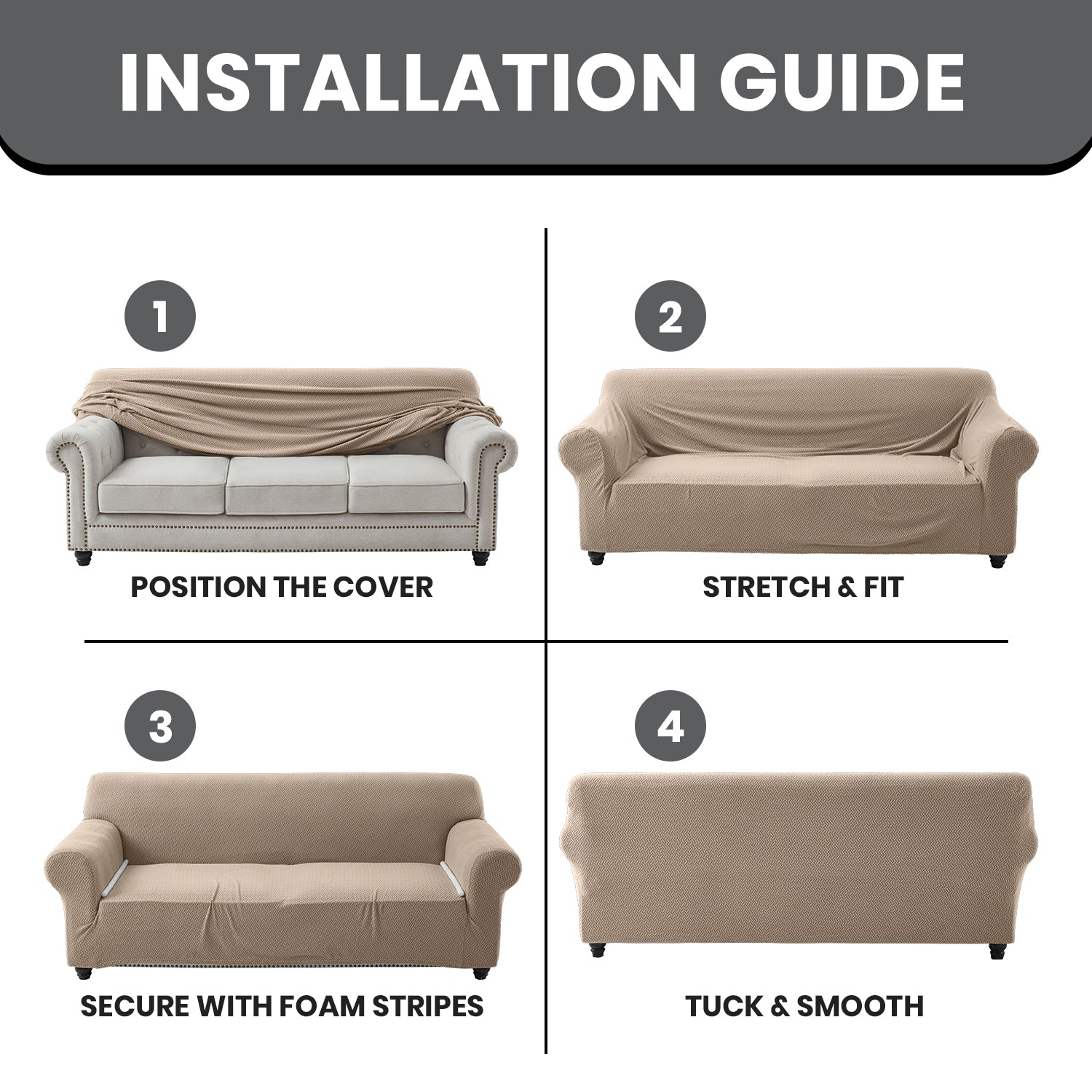 1PC Stretch Sofa Cover – Spandex Non-Slip Couch Slipcover, Washable & Pet-Friendly