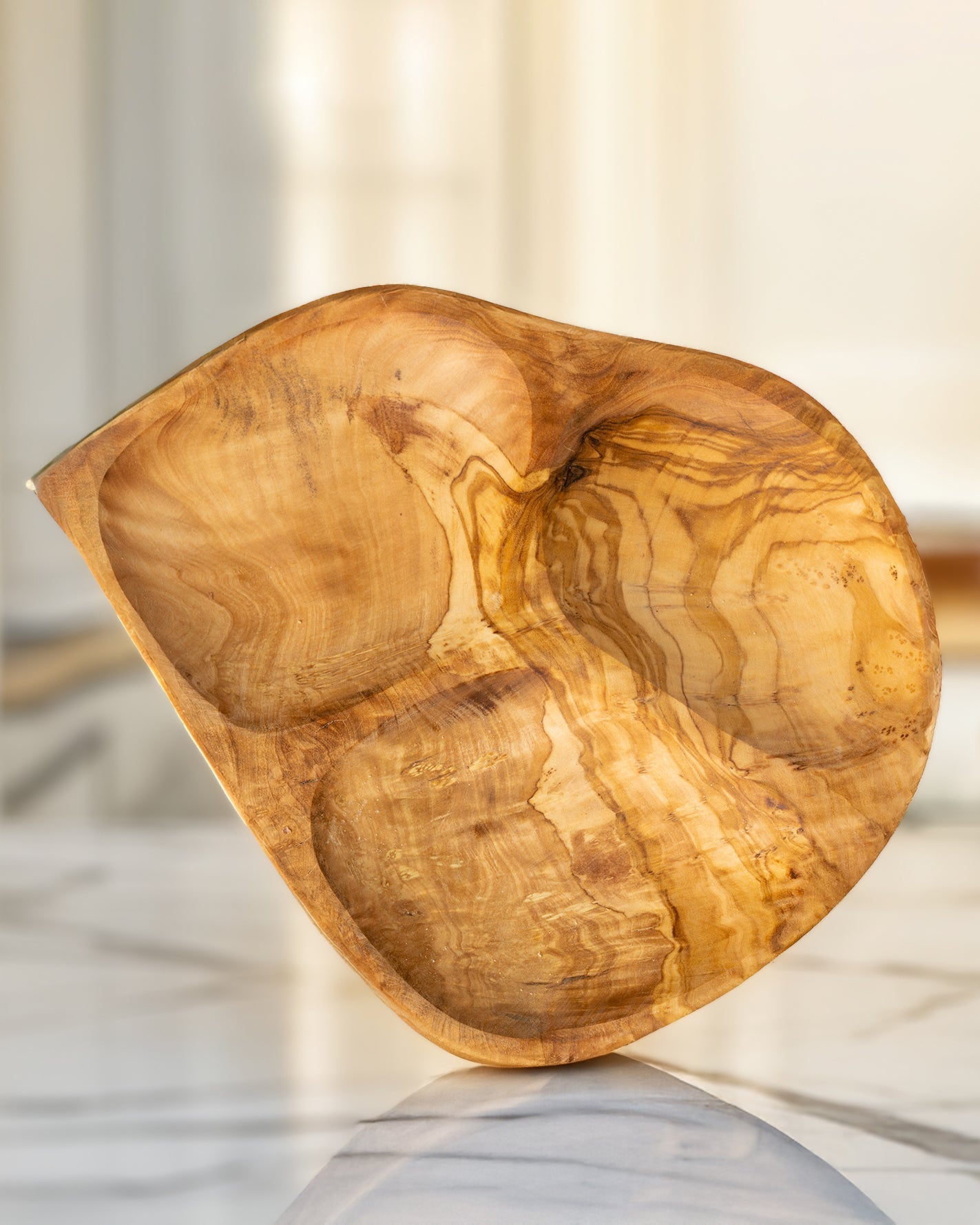 Handmade Olive Wood 3-Section Olive Dish