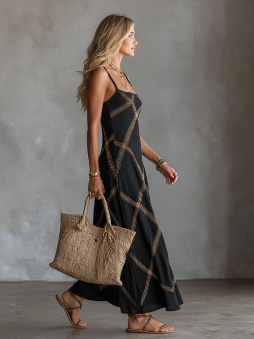 The Cassia — Geometric Maxi Dress.