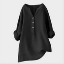 Veronique™ Elegant Cotton-Linen V-Neck Blouse