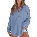 Nova™ Casual Lightweight Button V Neck Tunic Blouse