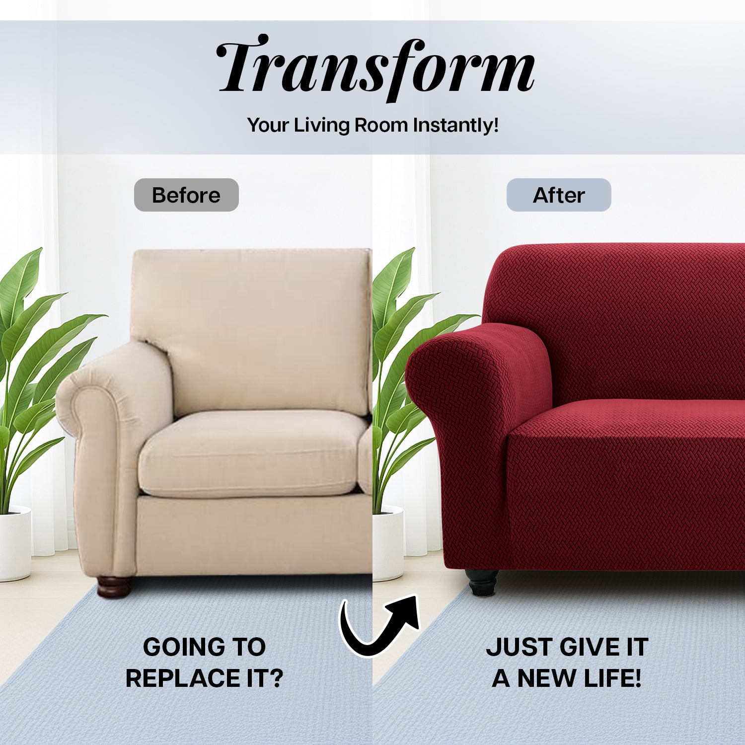 1PC Stretch Sofa Cover – Spandex Non-Slip Couch Slipcover, Washable & Pet-Friendly