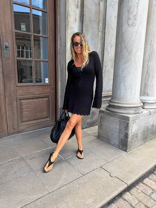 Tanzania Short Crochet Dress – Black