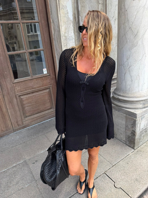 Tanzania Short Crochet Dress – Black