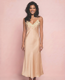 Marielle Silk Long Dress in Beige