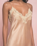 Marielle Silk Long Dress in Beige
