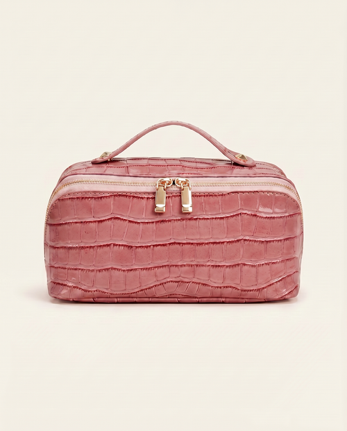 Melis Makeup Case in Pink Croc