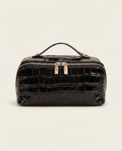 Melis Makeup Case in Noir Croc