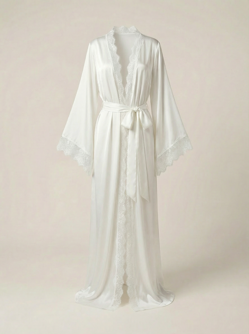 Celine Maxi Lace Robe in Ivory