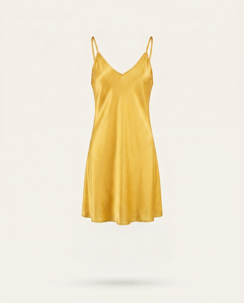 Mia Mini Silk Dress in Yellow