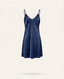 Mia Mini Silk Dress in Navy Blue