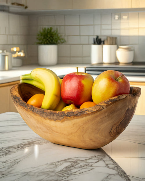 Handmade Olive Wood Rustic Fruit Bowl