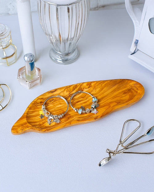 Olive Wood Leaf Tray - Handmade Serving Dish
