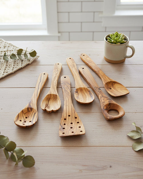 Olive Wood Kitchen Utensil Set – 6 pcs