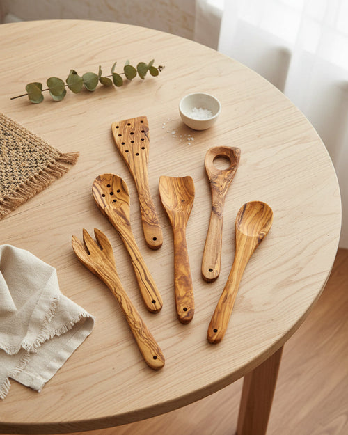 Olive Wood Kitchen Utensil Set – 6 pcs