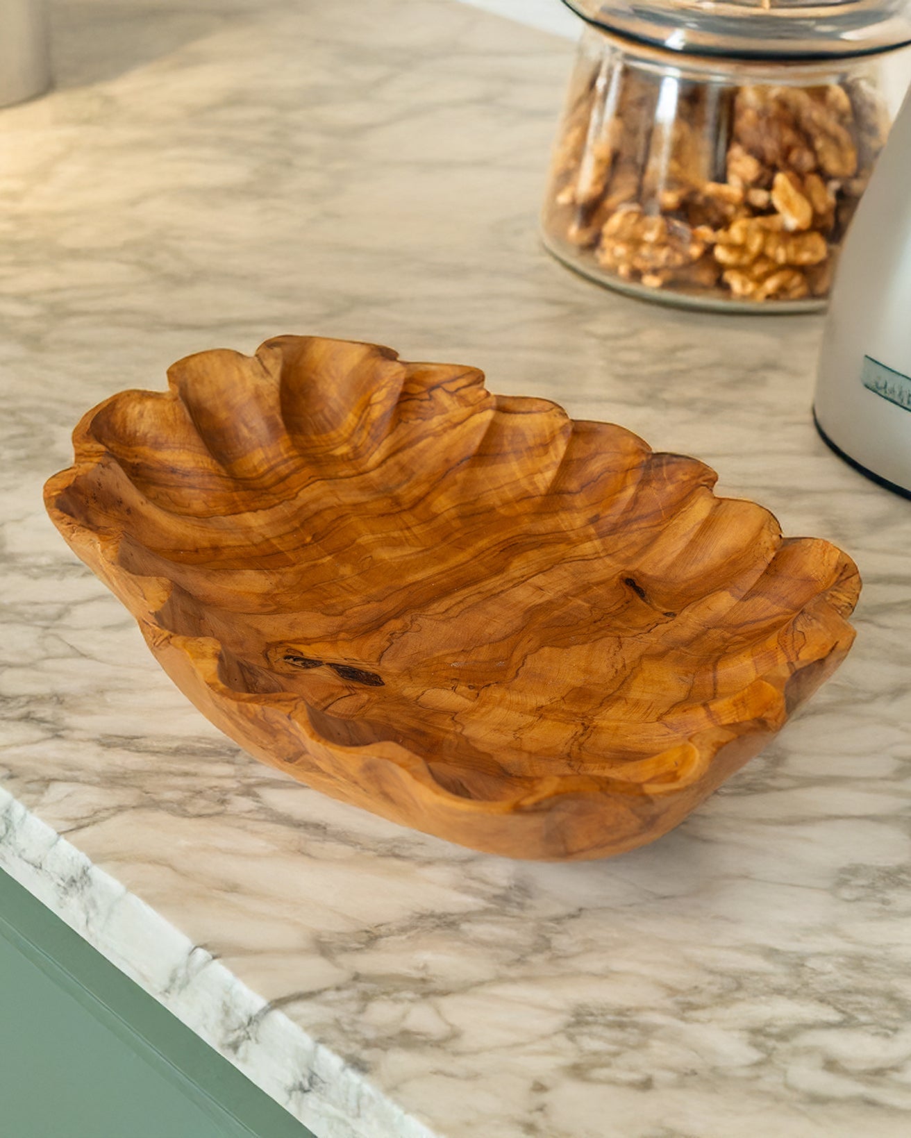 Handmade Olive Wood Curved Serving Tray