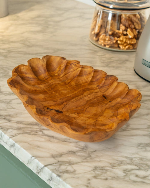 Handmade Olive Wood Curved Serving Tray