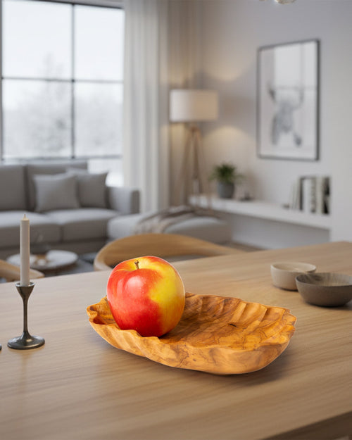 Handmade Olive Wood Curved Serving Tray