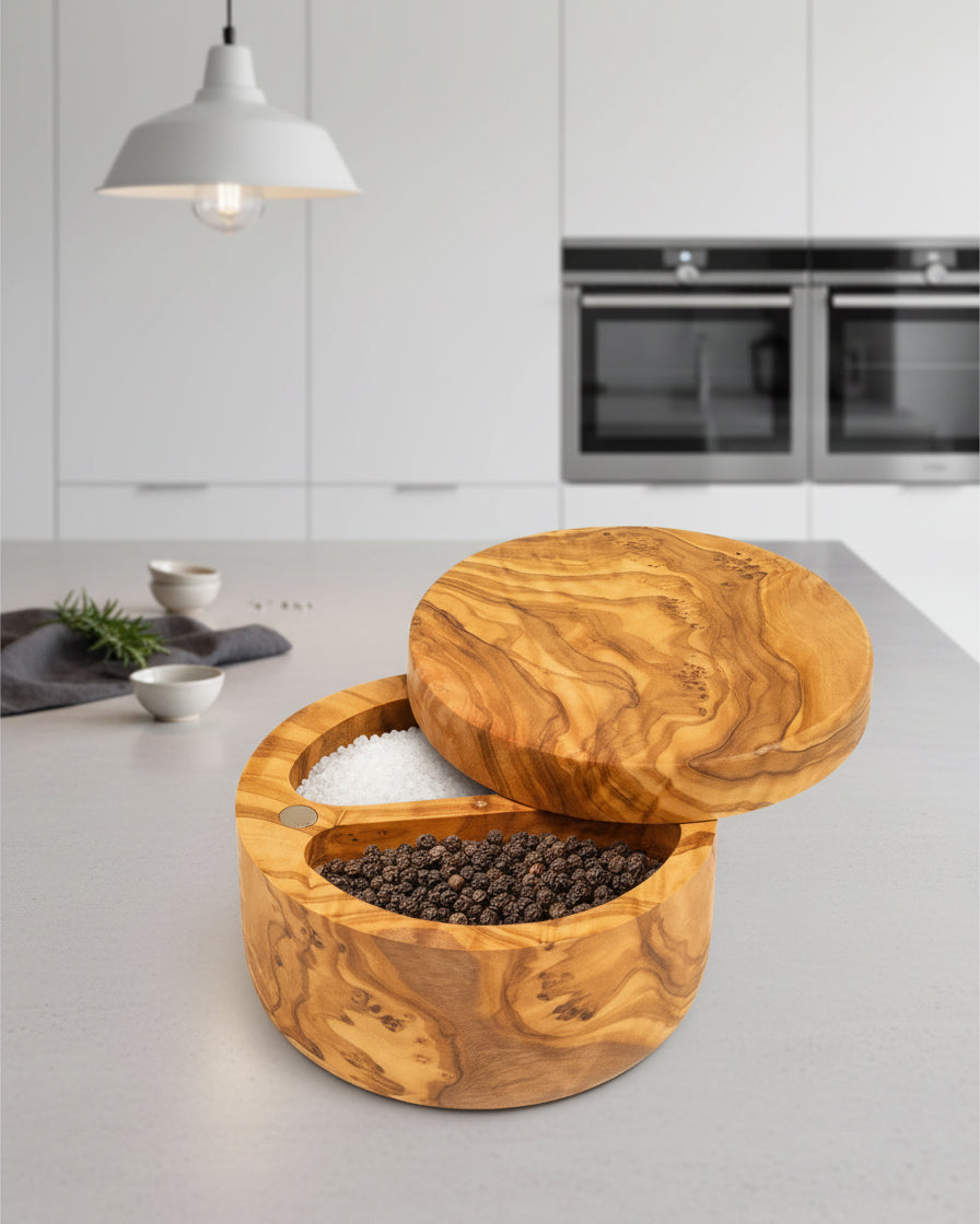 Olive Wood Spice Box with Magnetic Lid