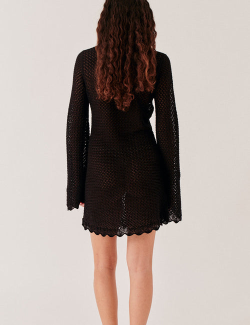 Tanzania Short Crochet Dress – Black