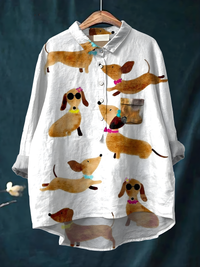 Ayah™ - Cute Dog Dachshund Art Print Casual Shirt