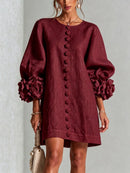 Pink Floral Button-down Midi Dress With Striking Floral Cuffs