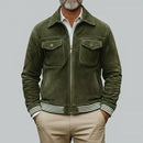 Khaki Green Suede Retro Jacket