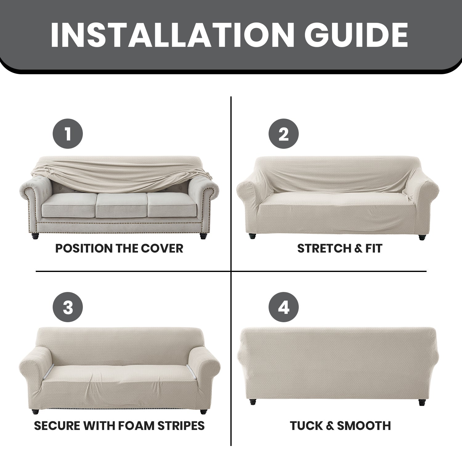 1PC Stretch Sofa Cover – Spandex Non-Slip Couch Slipcover, Washable & Pet-Friendly