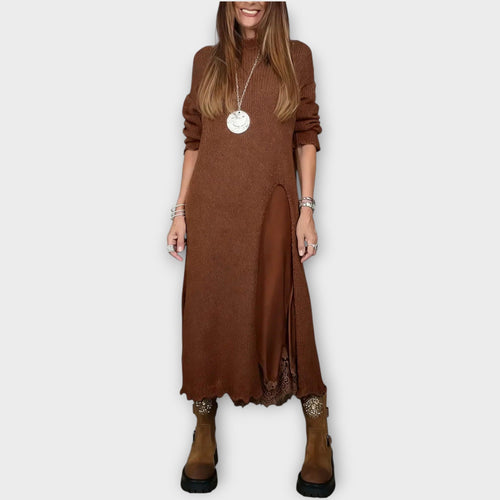 Elegant Layered Knit Maxi Dress